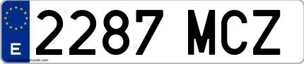 Ejemplo de matrícula española 2287 MCZ