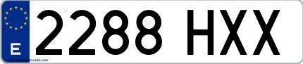 Ejemplo de matrícula española 2288 HXX