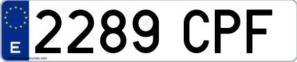 Ejemplo de matrícula española 2289 CPF