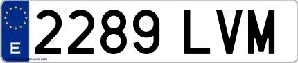 Ejemplo de matrícula española 2289 LVM