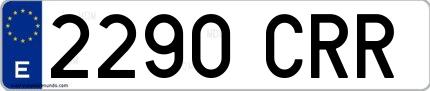 Ejemplo de matrícula española 2290 CRR