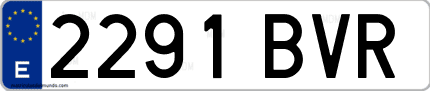 Ejemplo de matrícula de coche ordinaria 2291 BVR