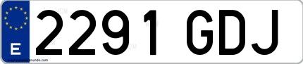 Ejemplo de matrícula española 2291 GDJ