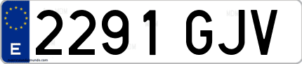 Ejemplo de matrícula de coche ordinaria 2291 GJV