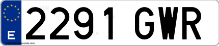 Ejemplo de matrícula de coche ordinaria 2291 GWR