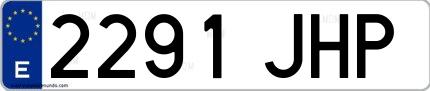 Ejemplo de matrícula española 2291 JHP