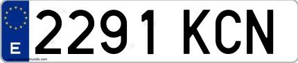 Ejemplo de matrícula española 2291 KCN