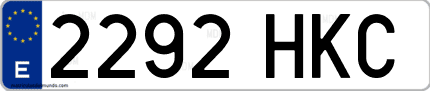 Ejemplo de matrícula de coche ordinaria 2292 HKC