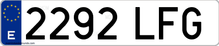 Ejemplo de matrícula de coche ordinaria 2292 LFG