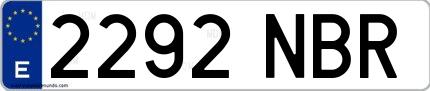 Ejemplo de matrícula española 2292 NBR