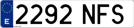 Ejemplo de matrícula española 2292 NFS