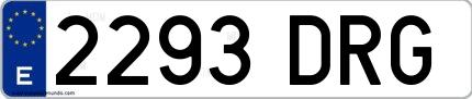 Ejemplo de matrícula española 2293 DRG