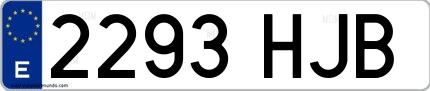 Ejemplo de matrícula española 2293 HJB