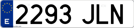 Ejemplo de matrícula de coche ordinaria 2293 JLN