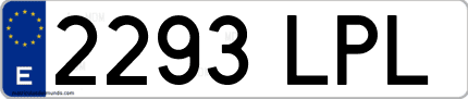 Ejemplo de matrícula de coche ordinaria 2293 LPL
