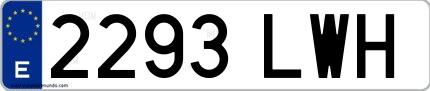 Ejemplo de matrícula española 2293 LWH