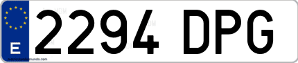 Ejemplo de matrícula de coche ordinaria 2294 DPG