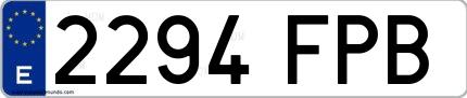 Ejemplo de matrícula española 2294 FPB