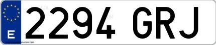 Ejemplo de matrícula española 2294 GRJ