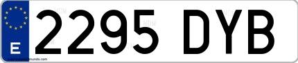 Ejemplo de matrícula española 2295 DYB
