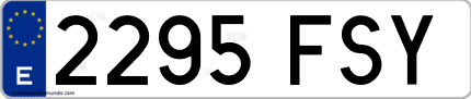 Ejemplo de matrícula de coche ordinaria 2295 FSY