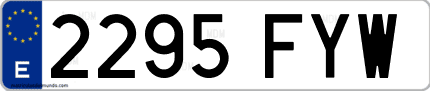 Ejemplo de matrícula de coche ordinaria 2295 FYW