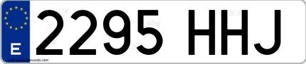 Ejemplo de matrícula española 2295 HHJ