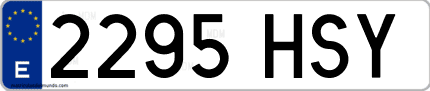 Ejemplo de matrícula de coche ordinaria 2295 HSY