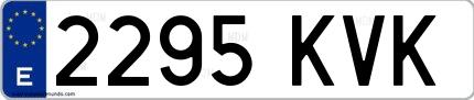 Ejemplo de matrícula española 2295 KVK