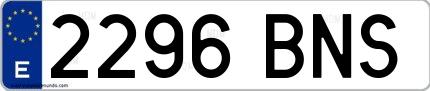 Ejemplo de matrícula española 2296 BNS