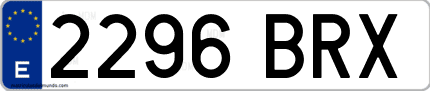 Ejemplo de matrícula de coche ordinaria 2296 BRX