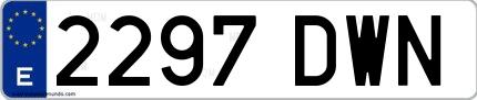 Ejemplo de matrícula española 2297 DWN
