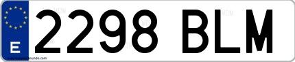Ejemplo de matrícula española 2298 BLM