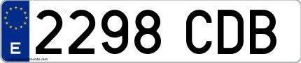 Ejemplo de matrícula española 2298 CDB