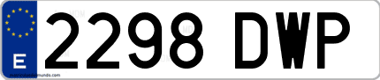 Ejemplo de matrícula de coche ordinaria 2298 DWP