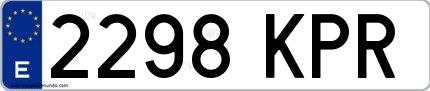 Ejemplo de matrícula española 2298 KPR