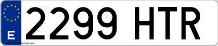 Ejemplo de matrícula de coche ordinaria 2299 HTR