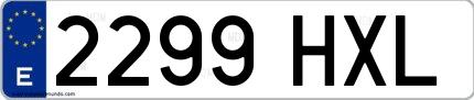 Ejemplo de matrícula española 2299 HXL