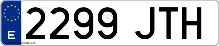 Ejemplo de matrícula española 2299 JTH