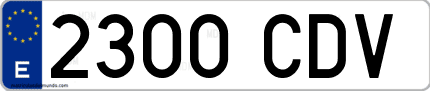 Ejemplo de matrícula de coche ordinaria 2300 CDV