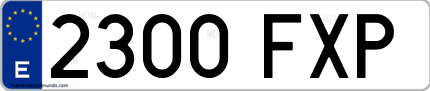 Ejemplo de matrícula de coche ordinaria 2300 FXP