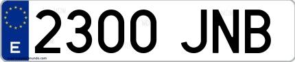 Ejemplo de matrícula española 2300 JNB