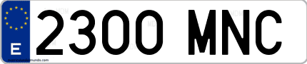 Ejemplo de matrícula de coche ordinaria 2300 MNC