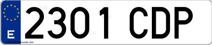 Ejemplo de matrícula española 2301 CDP