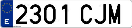 Ejemplo de matrícula de coche ordinaria 2301 CJM