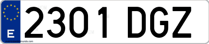 Ejemplo de matrícula de coche ordinaria 2301 DGZ