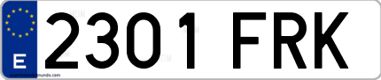 Ejemplo de matrícula de coche ordinaria 2301 FRK