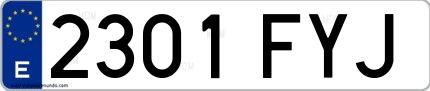 Ejemplo de matrícula española 2301 FYJ