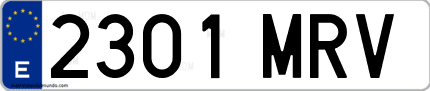 Ejemplo de matrícula de coche ordinaria 2301 MRV