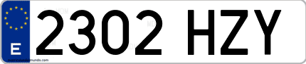 Ejemplo de matrícula de coche ordinaria 2302 HZY